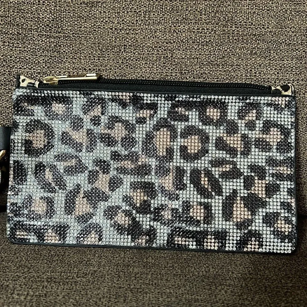 NEW Adorable Leopard print wristlet embellished with gorgeous rhinestones